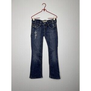 MEK Denim Women's Size 26 (29x29) Oaxaca Easy Distressed Blue Denim Jeans Y2K